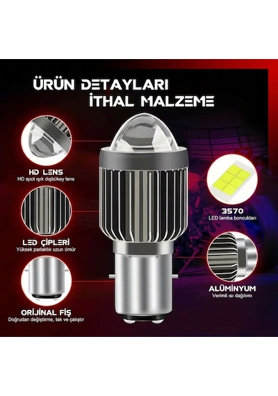 S2 Uyumlu Led Ampul Şimşek Etkili Sarı-beyaz Csp Led S2 Uzun Kısa Otomobil Araç Motosiklet Mercekli Far