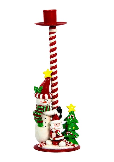 Yılbaşı Şamdan Mumluk Kardan Adam Figürlü Kırmızı 30 Cm
