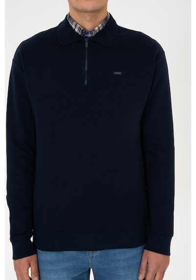 U.S. Polo Assn. Erkek Comfort Fit Yarım Fermuarlı Lacivert Sweatshirt 50316484-VR033