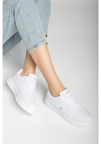 Dilimler Ayakkabı Unisex Spor Ayakkabı Beyaz Yüksek Taban Hafif Suni Deri-4159 Beyaz