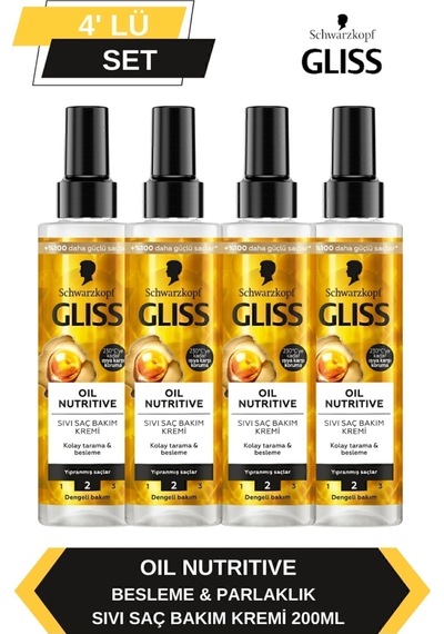 Gliss Oil Nutritive Sıvı Saç Kremi 200ml X 4'lü Set set-hnkl-5128-6031
