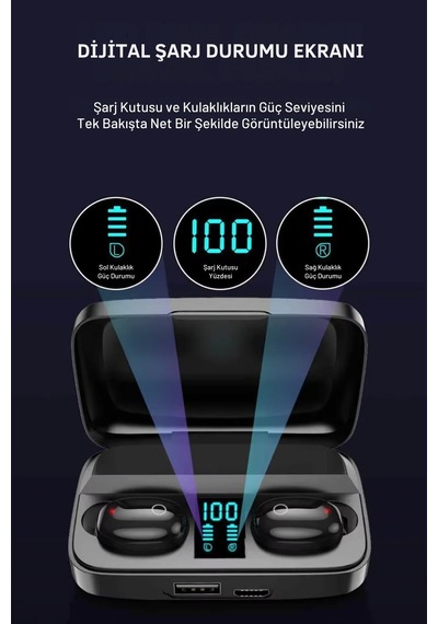 Wearfitpro A10s Kablosuz Bluetooth 5.0 Şarj Göstergesi Ekranlı Kulak İçi Kulaklık