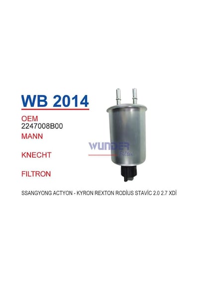 WUNDER WB2014 Su Ayırıcı Mazot Filtresi Ssangyong Wk829/6 Fn0206