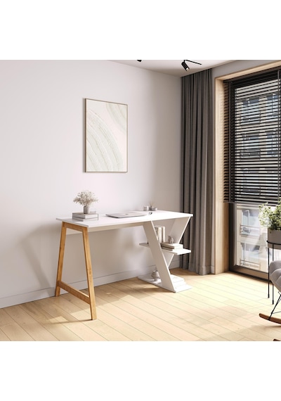 Lagomood Olivia Çalışma Masası 120 Cm Beyaz Meşe Beyaz - Meşe