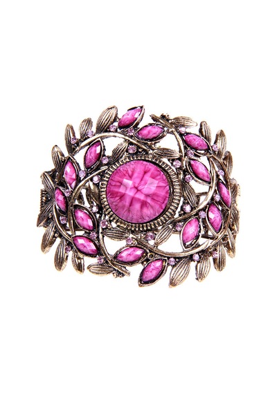 Tblk02693 Mor Taşlı Döküm Metal Kelepçe Model Kadın Bilezik 2681-2696 Çok Renkli
