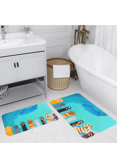 Rovigo Home Baskılı Kaymaz Taban 2 Li Banyo Paspas Takım Rvg5132-100X60-60X50 Çok Renkli