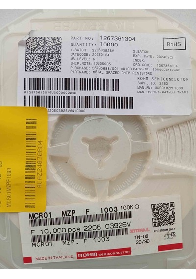 Mcr01mzpf1003 100k 402 Smd Direnç 1000 Adet