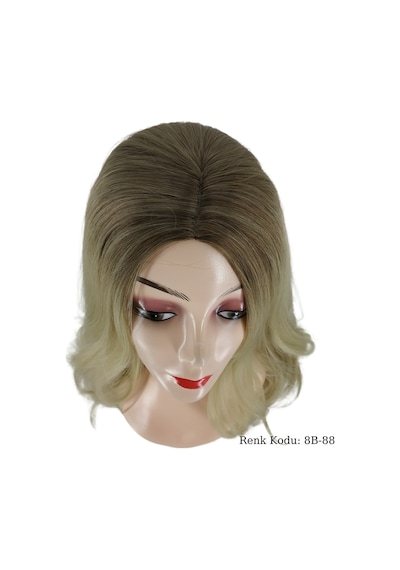 Peruk Dalgalı Fiber Sentetik Kumral Koyu Platin Ombre No-8B-88