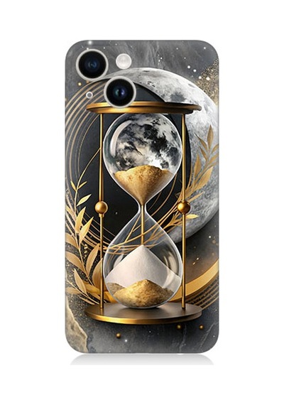 Apple Uyumlu iPhone 14 Altın Kum Saati Desenli Silikon Kılıf Silikon