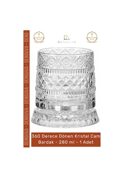 Bardak Lüks Tasarım Kokteyl Kesme Modern Sunum 360 Derece Dönen Bardak 280 Ml Kristal Cam - 1 Adet