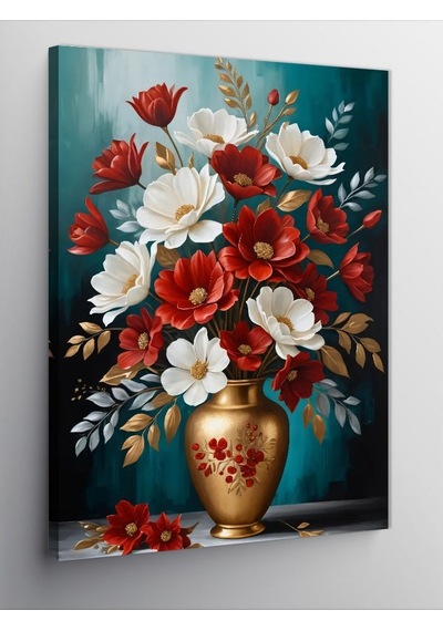 Kanvas Tablo Çiçeklerle Dolu Antika Vazo 100cmx140cm