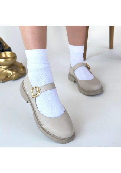 Roof Atelier Kadın Bej Bilekten Bağlamalı Loafer Ayakkabı - Yokox Çok Renkli