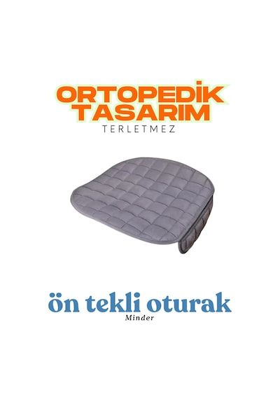 Antrasit Kadife Yüzeyli Ön Tekli Araba Oturak Minderi Kaymaz, Evrensel Uyumlu Konforlu Tasarım Antrasit