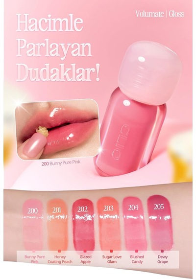 Pigmentli, Parlak Bitişli Dolgunlaştırıcı Lip Gloss Volumate Gloss 202 Glazed Apple Çok Renkli