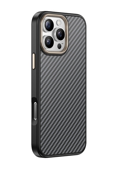 Apple Uyumlu iPhone 16 Pro Max Kılıf M-safe Şarj Özellikli Karbon Fiber Görünümlü Zore Antina Kapak Gri