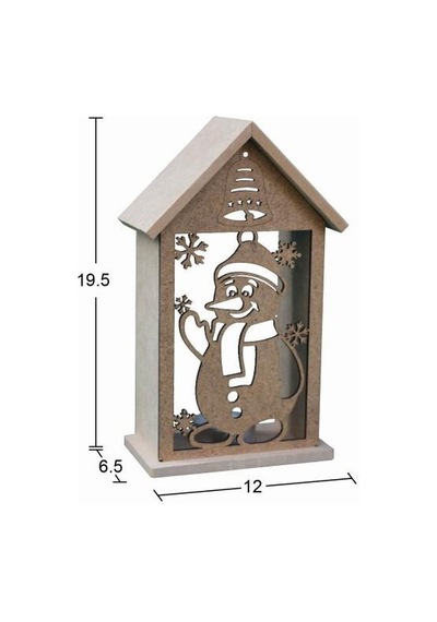 Ahşap Yılbaşı T-Light Mumluk 19,5x12cm F832