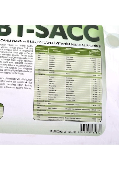 Vetasupra Bt-sacc Canlı Maya Alaşımlı Vitamin-mineral İçerikli Hayvan Yem Katkı - 10 Kg Kraft Paket