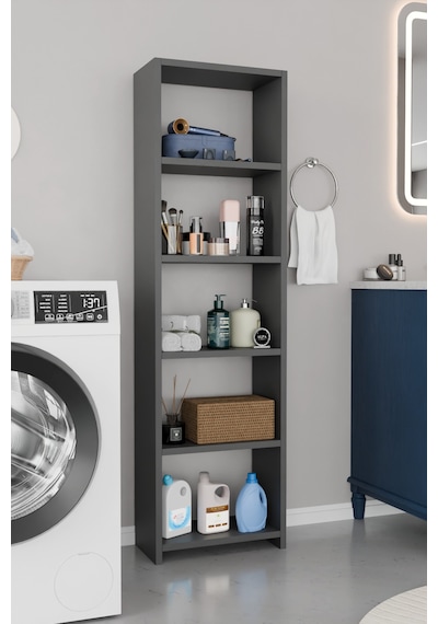 Alpaevmobilya Ahşap 5 Raflı 150 Cm Çok Amaçlı Açık Banyo Dolabı Düzenleyici Raf Ve Çamaşır Odası Dolabı Antrasit Alpaevmobilya Ahşap 5 Raflı 150 Cm Çok Amaçlı Açık Banyo Dolabı Düzenleyici Raf Ve Çamaşır Odası Dolabı Antrasit