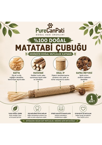 Purecanpati Matatabi Çubuğu Mısır Kabuğu,hasır Ip,matatabi Meyveli 1 Adet