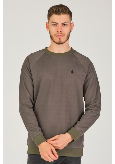 V4003 Dewberry Reglan Kol Erkek Sweatshırt-haki Haki