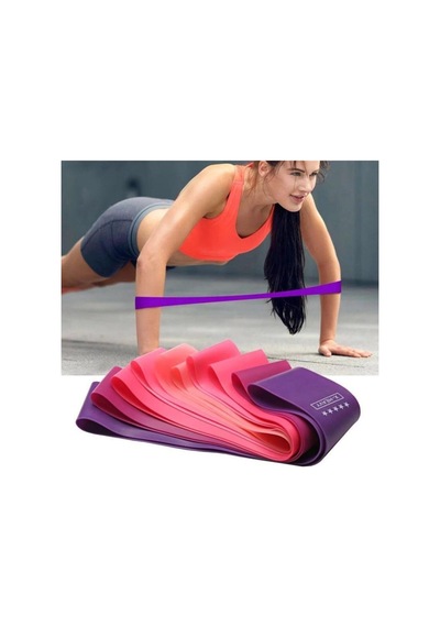 1500 Gr Hula Hoop Egzersiz Çemberi +5'li Latex Direnç Bandı, Tek Ebat, 1500hlpp, Pembe Çok Renkli