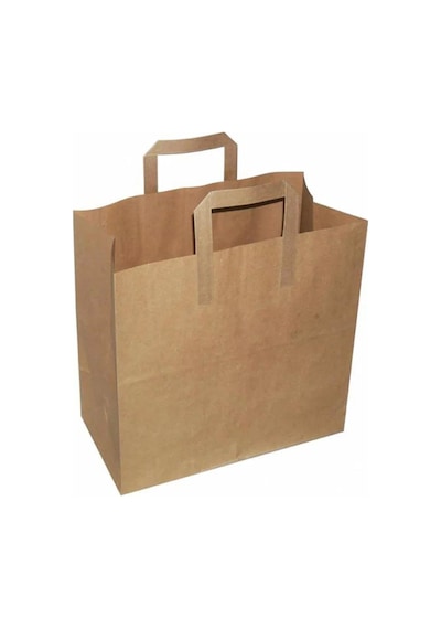 Flat Kraft Kağıt Çanta Karton Hediyelik Poşet Torba - 20x24x10 Cm. - 10 Adetlik 1 Paket