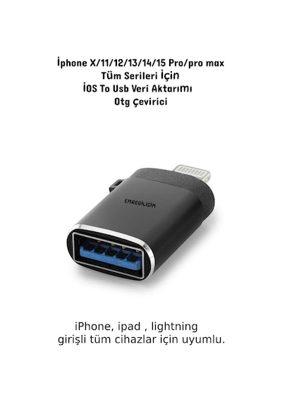 Apple Uyumlu iPhone X/11/12/13/14/pro/pro Max Tüm Serileri Için Ios To Usb Veri Aktarımı Otg Çevirici