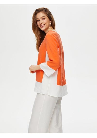 Faik Sönmez Renk Bloklu Modallı Tunik S25tnk013 Us25tnk01361 Orange Turuncu