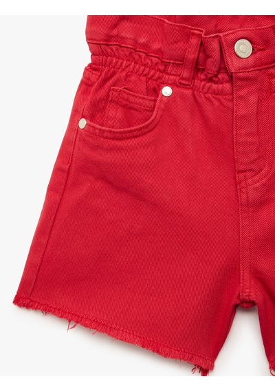 Koton Pamuklu Cepli Yüksek Bel Denim Şort Kırmızı 6skg40005ad Koton Pamuklu Cepli Yüksek Bel Denim Şort Kırmızı 6skg40005ad