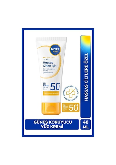 Sun Spf50+yüz Güneş Kremi 40ml, Hassas Ciltlere Özel,nemlendirici,yatıştırıcı