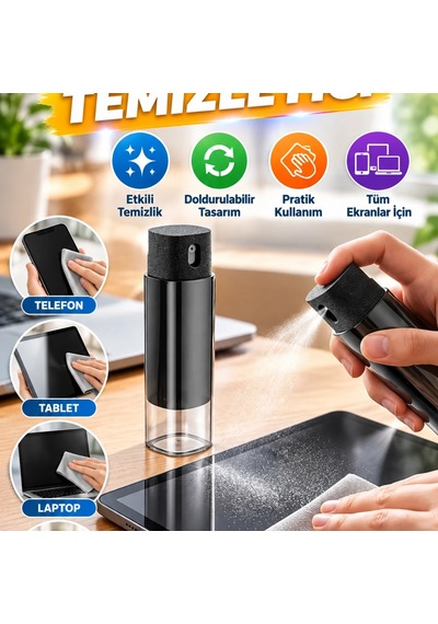 Doldurulabilir Ekran Temizleme Sprey Şişesi Telefon, Tablet, Laptop Ve Monitör İçin