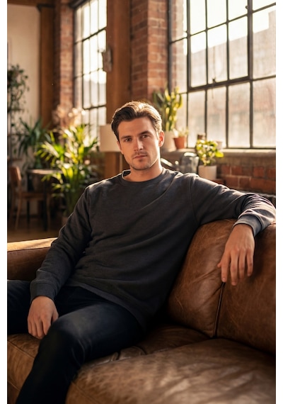 Goffra Erkek Focus Esnek Kumaş Yumuşak Dokulu Günlük Sweatshirt Antrasit M401-r0342-04