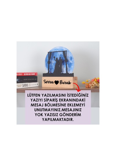 Led Işıklı Pleksi Dolunay Kişiselleştirilebilir Biblo Wedding Gelin Damat Anahtar Askılığı Mavi - 737346274