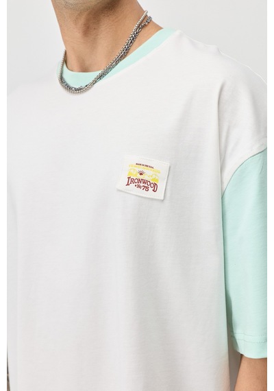 Vamos Oversize Baskılı Tişört V70-208 Mint Yeşili