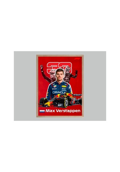 F1 Max Verstappen Ahşap Çerçeveli Tek Parça Genç Odası Tablo Çok Renkli - 817662283 Çok Renkli