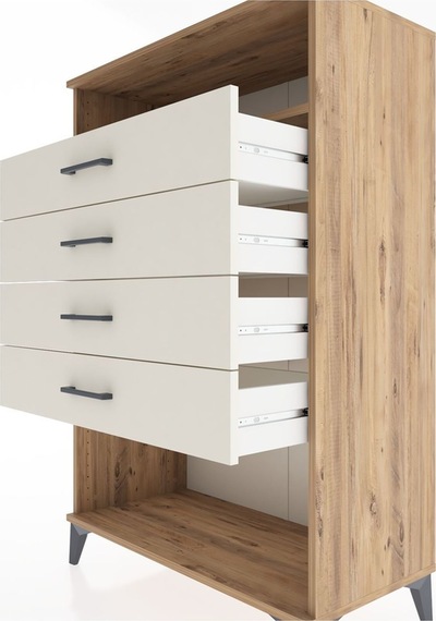 Hyperion Dolap Tek Raflı 4 Çekmeceli 88x44x134 Çam-aytaşı Atlas Çam