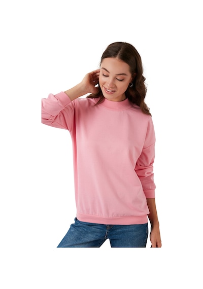 Lela Pamuklu Dik Yaka Basic Örme Bayan Sweat 5863323 Pembe