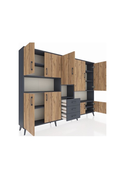 Arges Dolap 13 Raflı 3 Çekmeceli 9 Kapaklı 220x30x163 Antrasit-çam/antrasit Atlas Çam/antrasıt - Antrasıt Arges Dolap 13 Raflı 3 Çekmeceli 9 Kapaklı 220x30x163 Antrasit-çam/antrasit Atlas Çam/antrasıt - Antrasıt