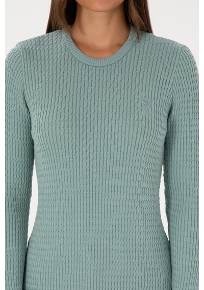 U.S. Polo Assn. Kadın Mint Bisiklet Yaka Basic Kazak 50307763-VR090