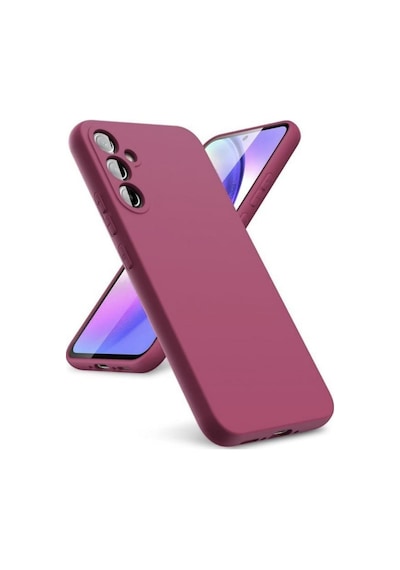 Samsung Galaxy A37 Uyumlu Silikon Kılıf - Pastel Renk Tonu Kamera Korumalı Esnek Kapak - Bordo