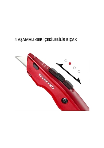 Workpro Wp213017 Ağır Hizmet Alüminyum Gövde Geri Çekilebilir Rötuş Maket Bıçağı + 3 Adet Yedek Bıçak