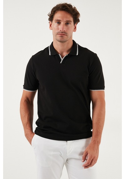 Buratti Pamuklu Regular Fit Şerit Detaylı Erkek Polo Yaka T Shirt 5902964 Siyah