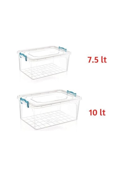 Çok Amaçlı Kapaklı Erzak Saklama Kabı Kutusu 7.2lt+10lt 2'li Plastik Turuncu Diğer