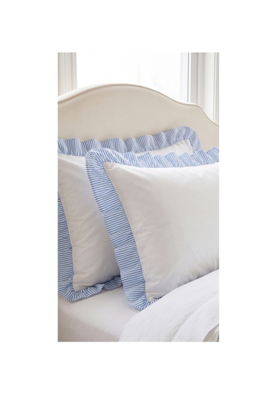 2'li Pamuklu Kumaş Çizgili Fırfırlı Yastık Kılıfı50x70 Cm Mavi - 905308848 Mavi