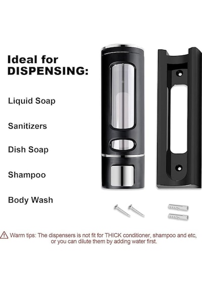 Vivo 1 Adet Siyah 400 Ml Sabunluk Duvara Monte Şeffaf Sıvı Plastik Ve Mutfak Banyo Şişesi V-52 Siyah