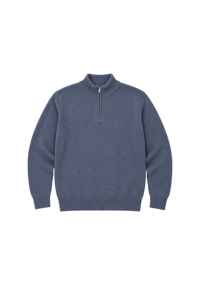 Battalmoda Erkek Büyük Beden İndigo Hattush Fermuarlı Dik Yaka Triko Kazak 3xl-4xl-5xl-6xl