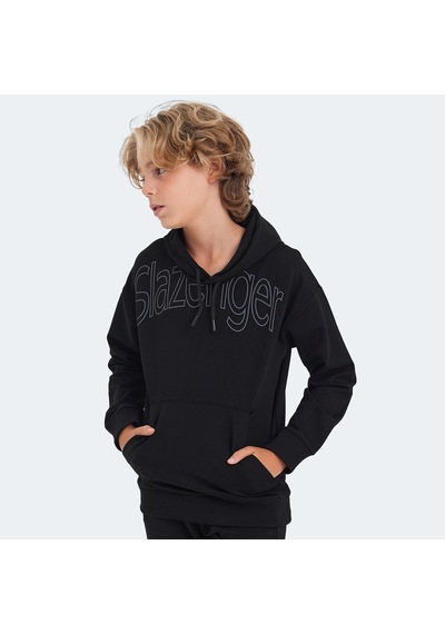 Slazenger LETTO Çocuk Kapüşonlu Cepli Siyah Sweatshirt