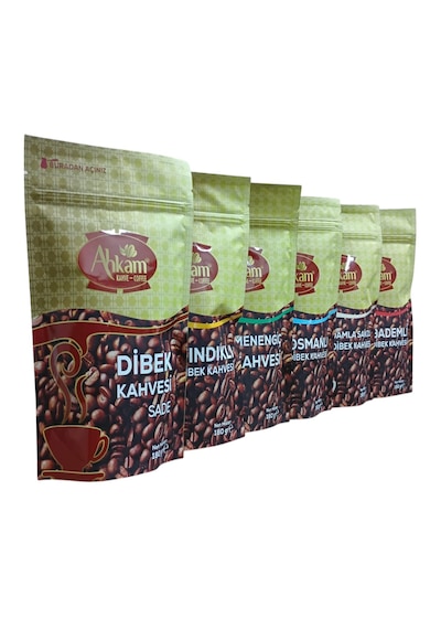 Ahkam Dibek Kahvesi 6 Adet 180 Gr'lık Sade, Fındıklı, Menengiç, Osmanlı, Damla Sakızlı, Bademli Öğütülmüş