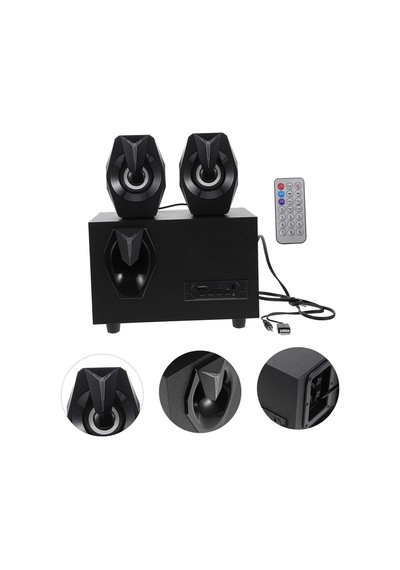 Multimedya Bluetooth Hoparlör Sd Kart Usb 2.1 Kanal Subwoofer 2+1 Işıklı Pc Speaker