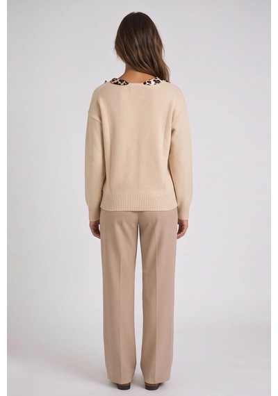 Fashion Friends Yaka Aksesuarlı Bej Kadın Kazak 26k0255k1
